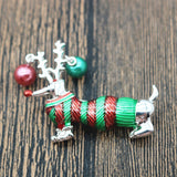 Christmas Dog in Red and Green Sweater Brooch