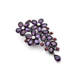 Purple Crystal Flower Brooches