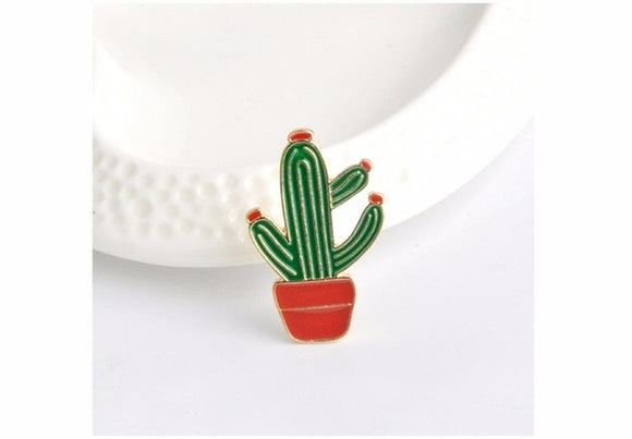 Cactus In A Red Vase Enamel Pin