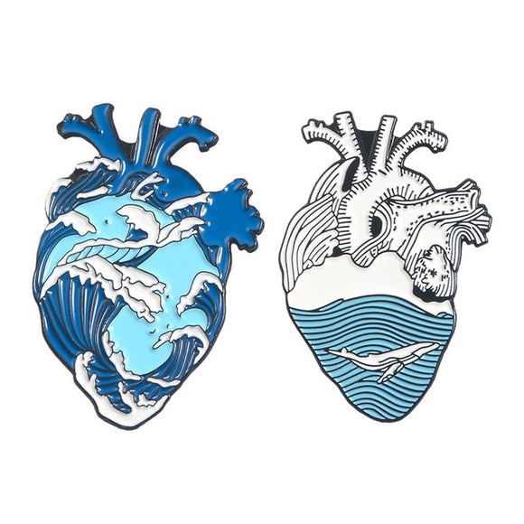 Blue Human Heart Lapel Pins