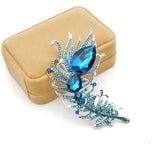 Large Crystal Feather Brooches