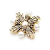 Vintage Gold Pearl Cross Brooches