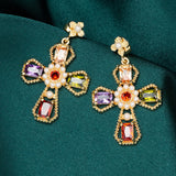 Cubic Zirconia Cross Stud Earrings