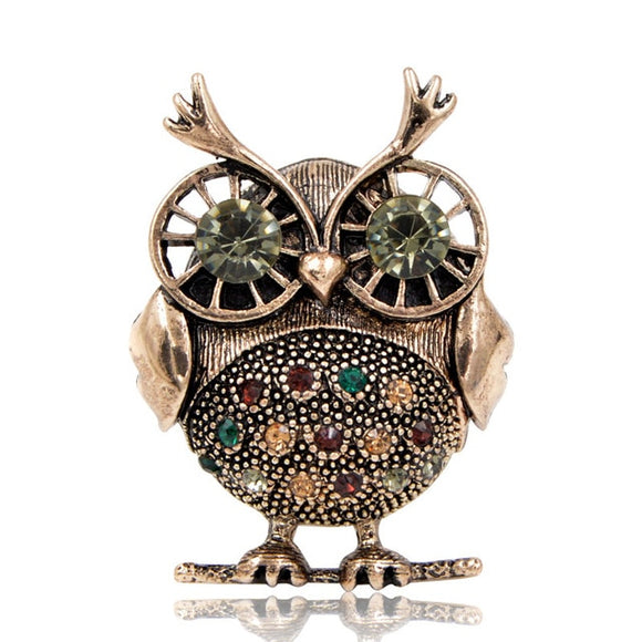 Rhinestone Owl Brooches
