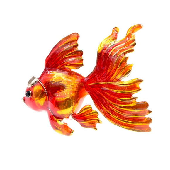 Gold Fish Rhinestone Brooches