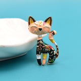Cute Enamel Paint Cat Brooch