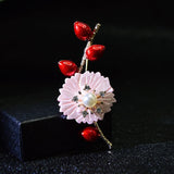 Shell And Pearl Flower Brooches