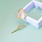 Opal Rose Flower Brooches