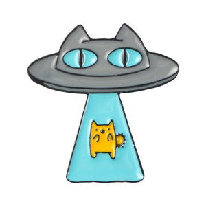 Cat Spaceship Enamel Pin
