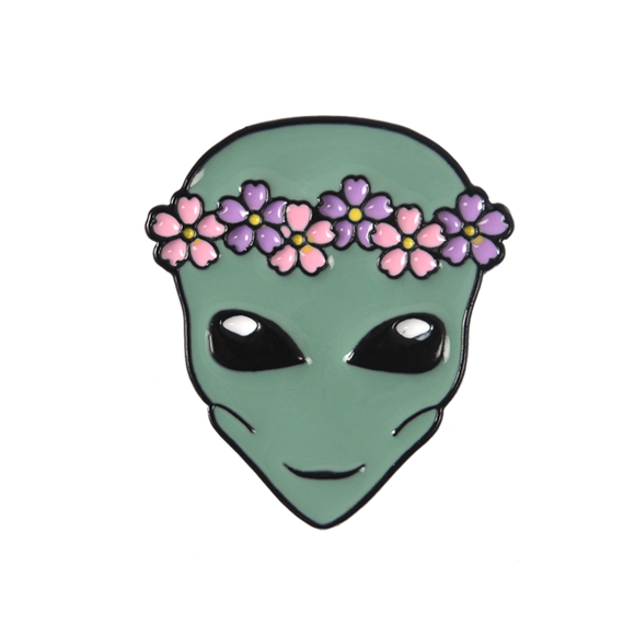 Alien Flower Crown Enamel Pin