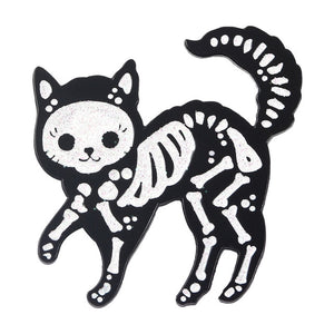 Skeleton Cat Enamel Pins