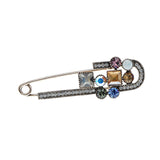 Crystal Safety Pin Brooches
