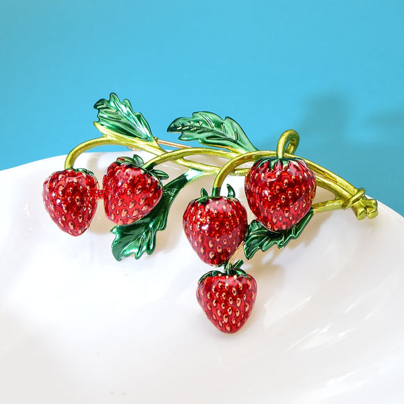 Red Color Strawberry Brooches