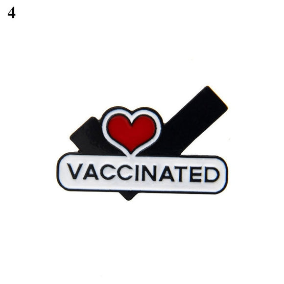 Vaccinated Enamel Lapel Pin with Heart and Checkmark