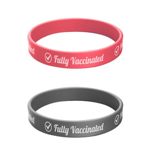 2PCS Silicone Fully Vaccinated Bracelets, Wristbands, Jewelry, Red, Black