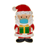Santa Claus With A Face Mask Enamel Brooch