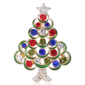 Rhinestone Christmas Tree Brooch