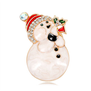 Snowman With A Red Cap Brooch