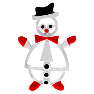 Snowman With Red Bows Enamel Pin
