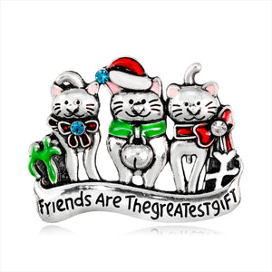 Friends Are The Greatest Gift Christmas Cat Enamel Pin