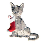 Cat With A Christmas Sock Pin