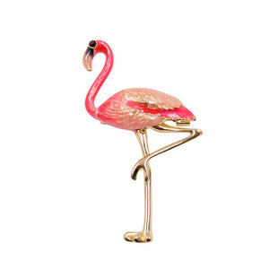 Enamel Flamingo Metal Brooches