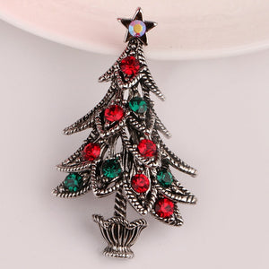 Colorful Rhinestone Christmas Tree Brooch