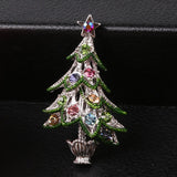 Colorful Rhinestone Christmas Tree Brooch